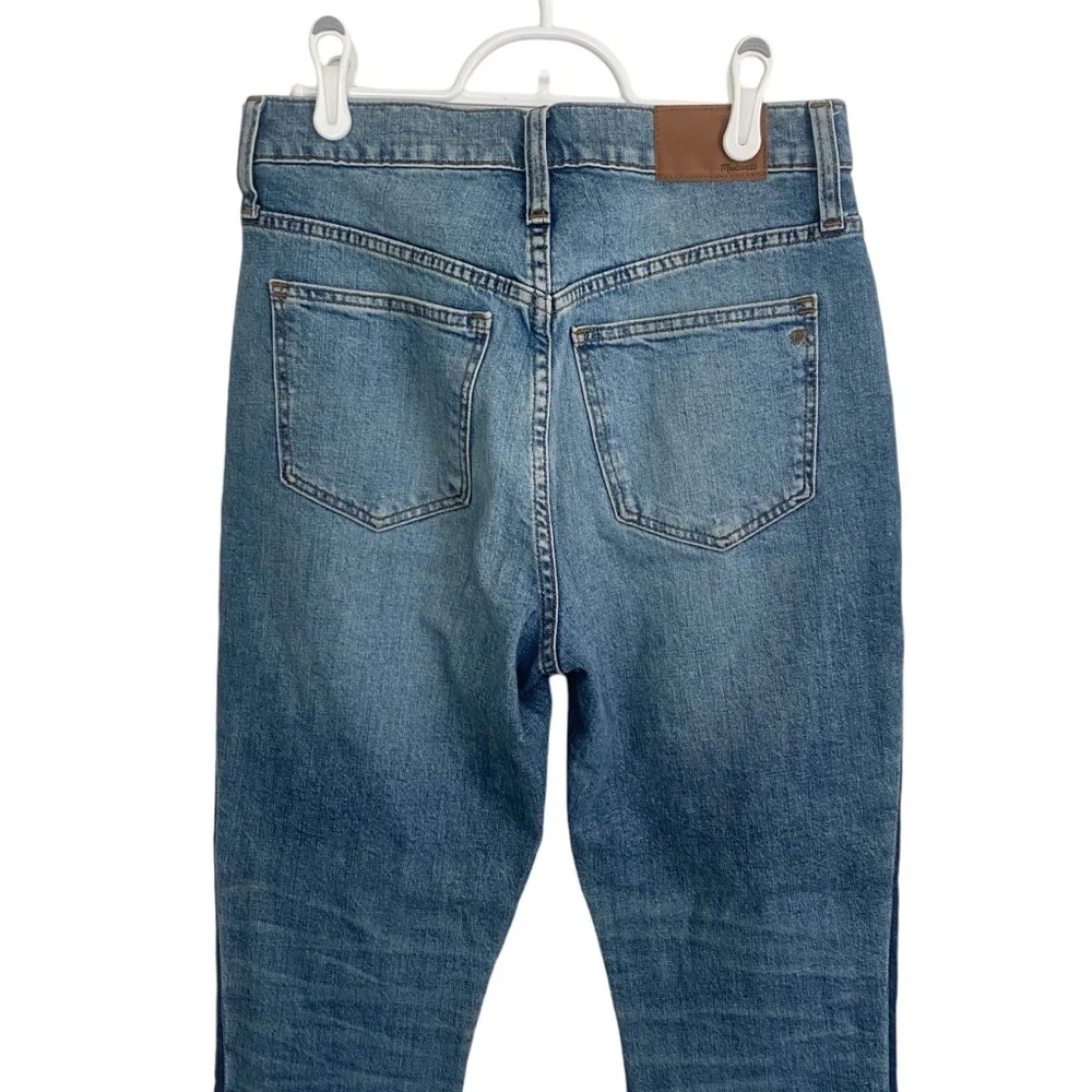 Madewell Denim Blue High Rise Slim BoyJean Raebrook‎ Wash Distressed Jeans Sz 25